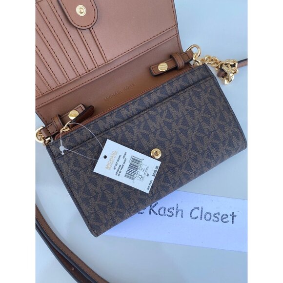Michael Kors phone crossbody jet set travel medium MK signature brown - Picture 6 of 10